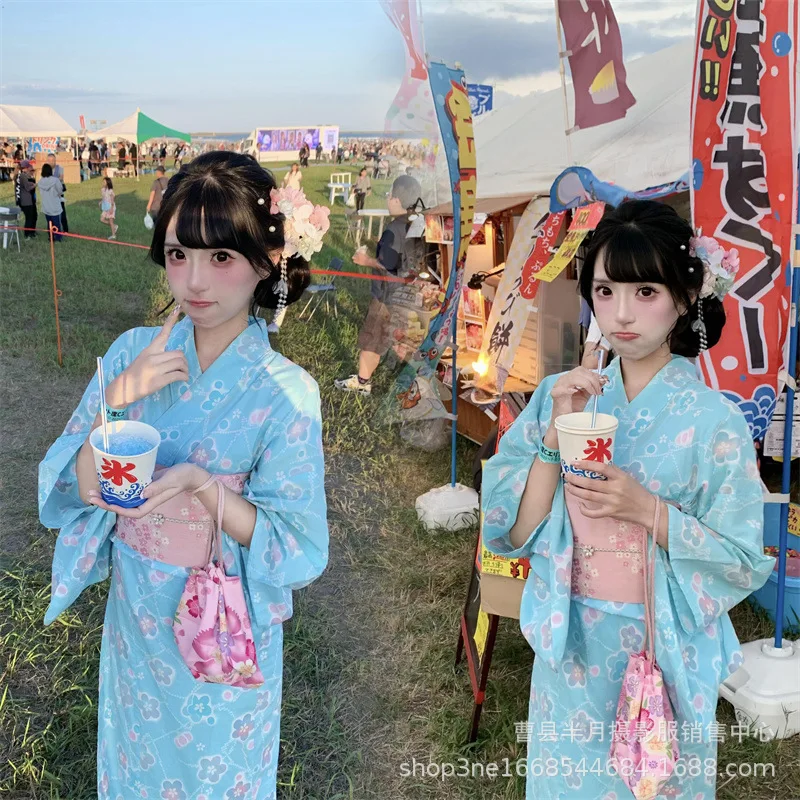 New Japanese Traditional Kimono Women's Yukata Photo Improved Clothing Japanese God Girl Photo Photography Dress