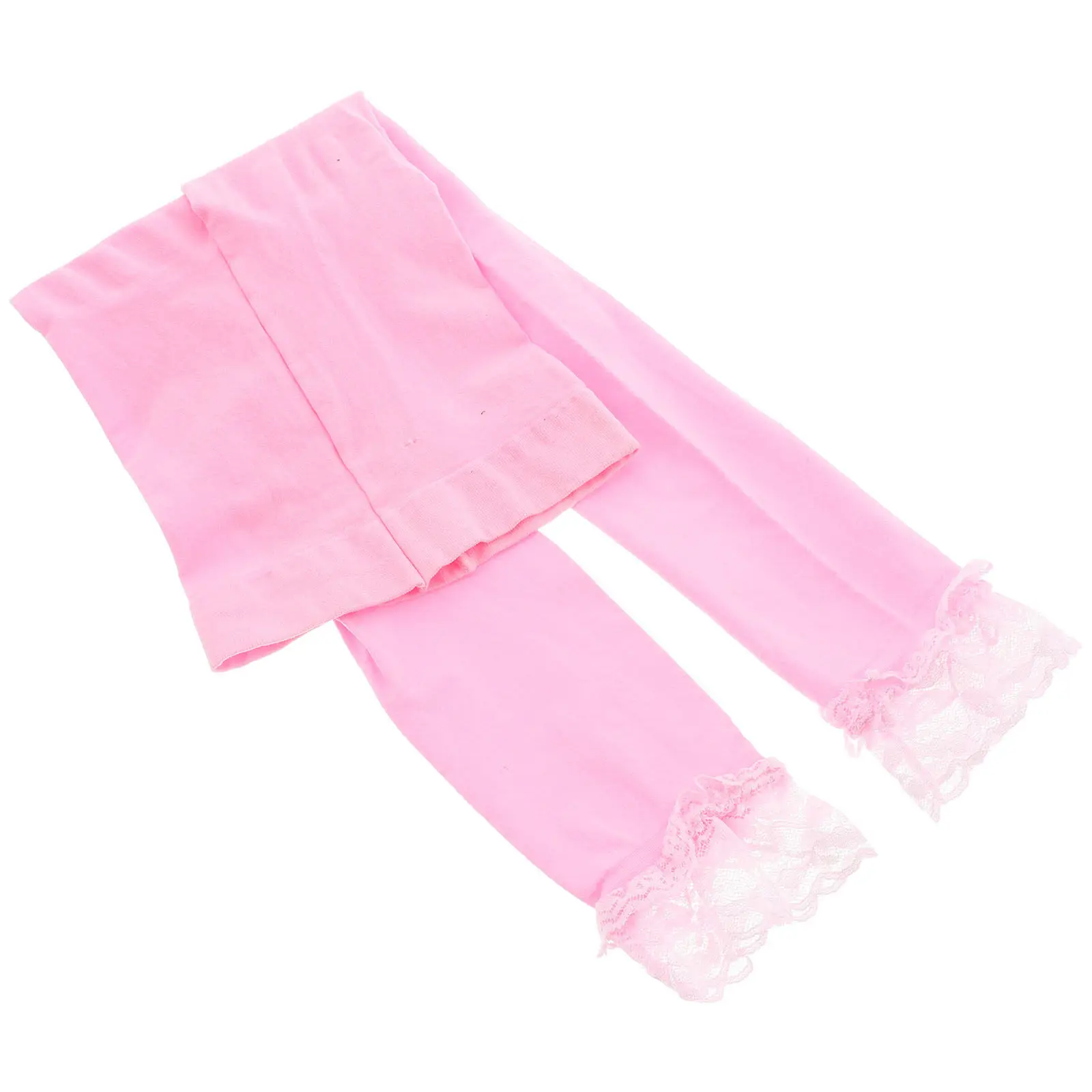 Girls Lace Trim Leggings Toddlers Summer Pants Casual Stretch Cropped Kids Fitness Yoga Daily Wear Pink