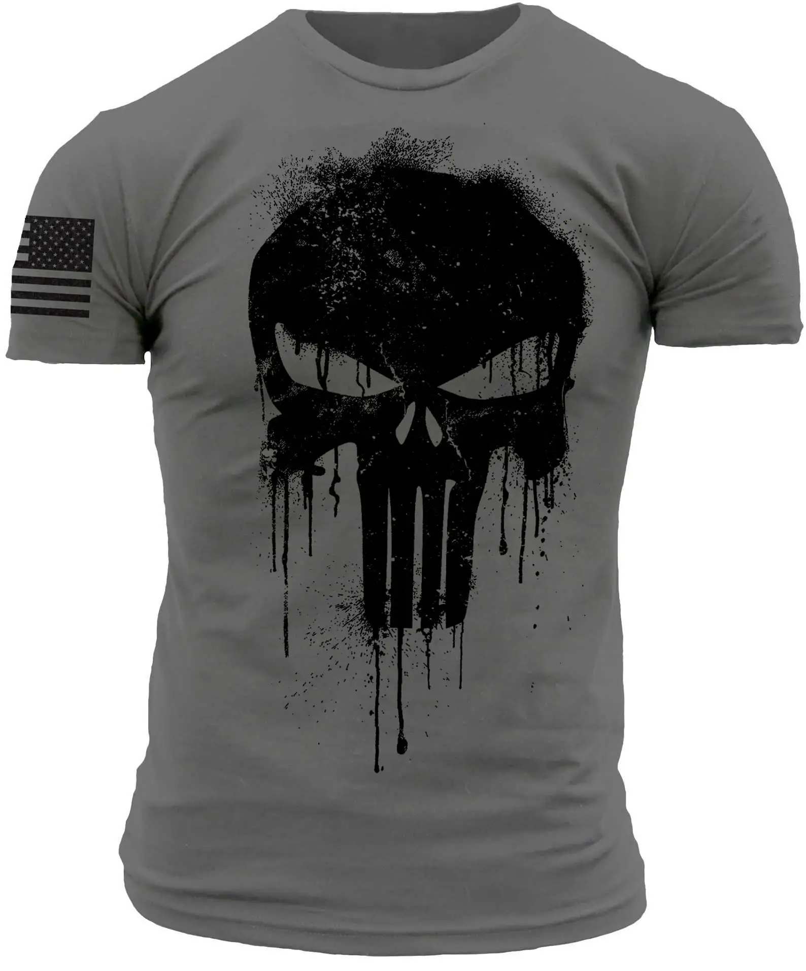 Men\'s T shirt for men 3D Print Military Patriotic Skull Dropped T Shirt Oversized Short-Sleeved Sportswear Men Clothing Top Tees