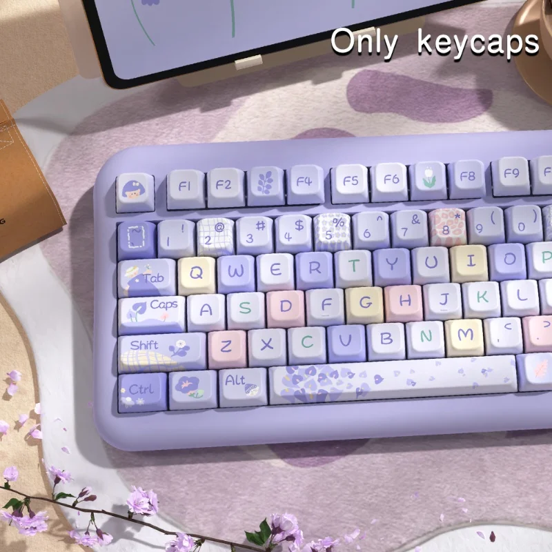 Imagem -02 - Flower Girl-chapéu de Teclado Altamente Personalizado Keycaps Originais Adequado para Jogo Esports Escritório Personalizado Pbt Sublimação Quente Chapéu Teclado Mecânico