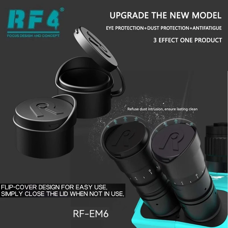 

RF4 НОВЫЙ тринокулярный микроскоп, мягкий резиновый окуляр, защита глаз + защита от пыли + защита от усталости, 3 эффекта одного продукта EM6