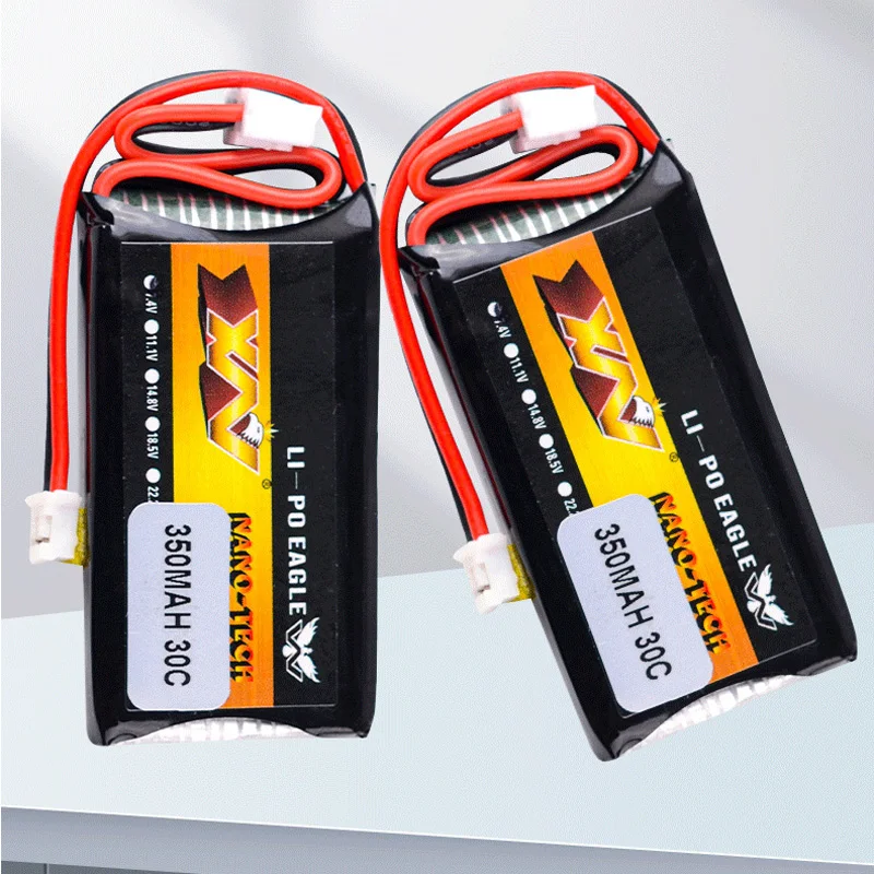 1 / 2 / 5pcs HJ 2S 7.4V 350mAh 30C Lipo Battery for AXIAL SCX24 90081 C10 1/24 Rc Car RC Models