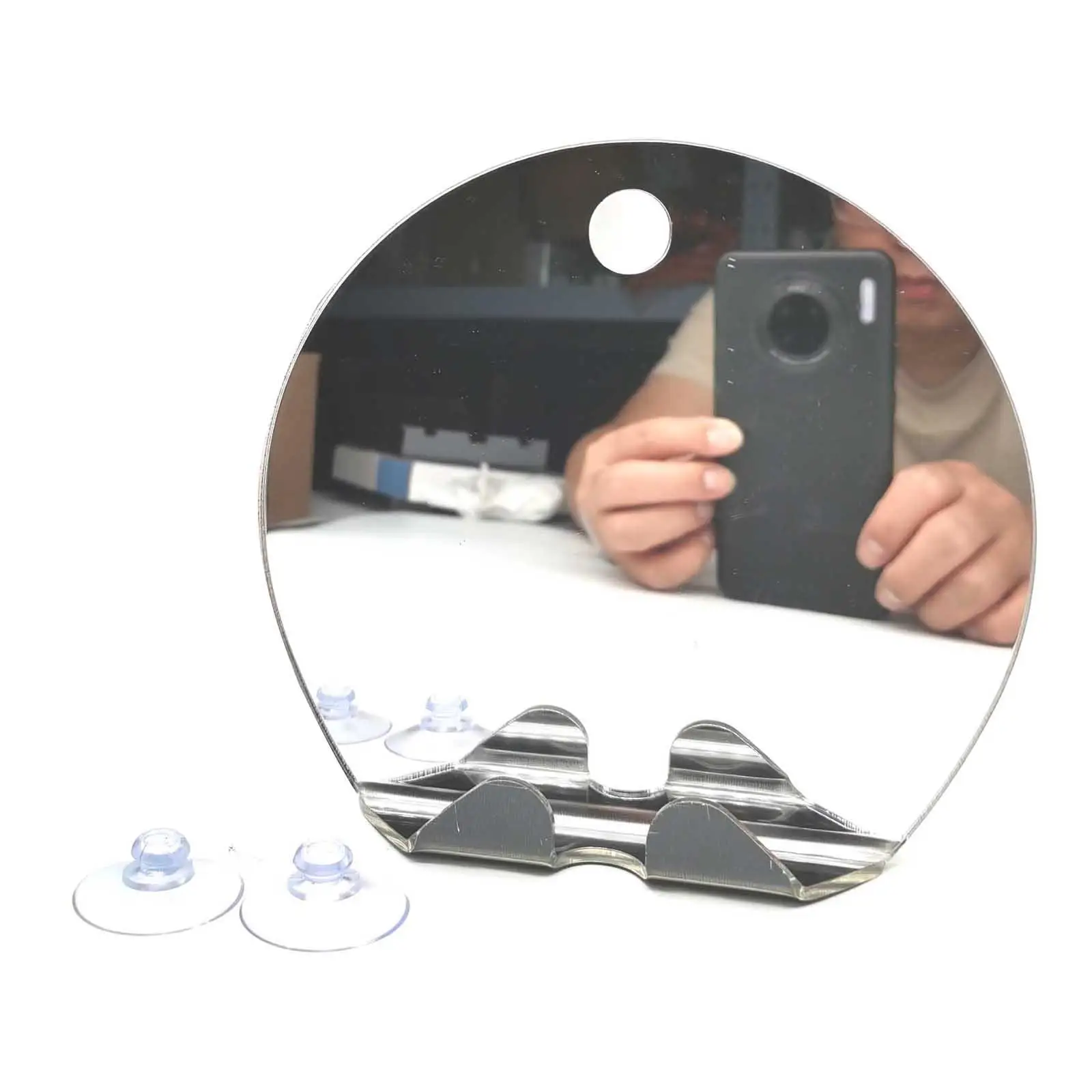 Unbreakable Round Shower Bathroom Mirror Without Fog with Hook