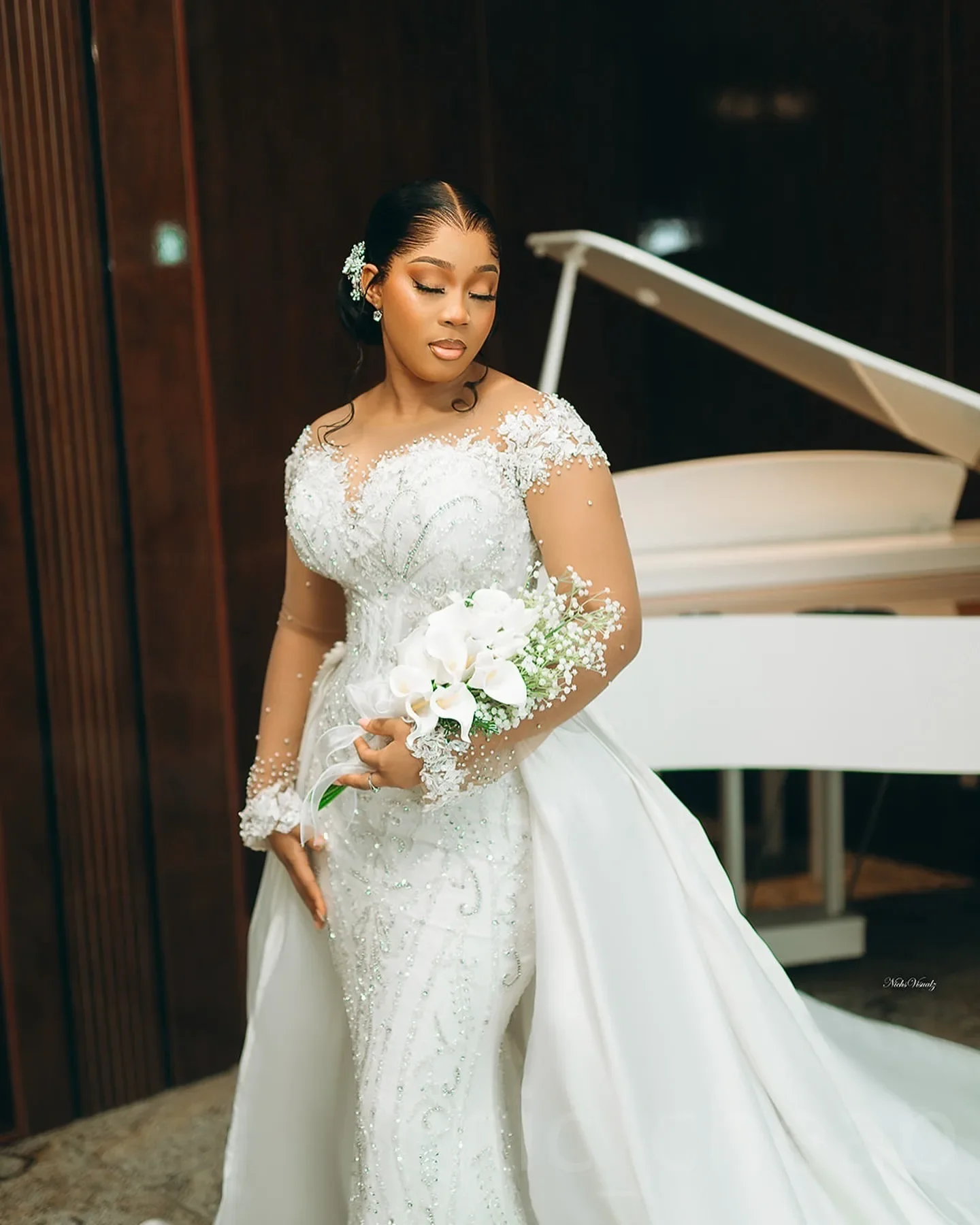 Flavinke personalizado árabe brilhante apliques contas ilusão vestidos de casamento para noivas mangas compridas vestidos de noiva trem destacável