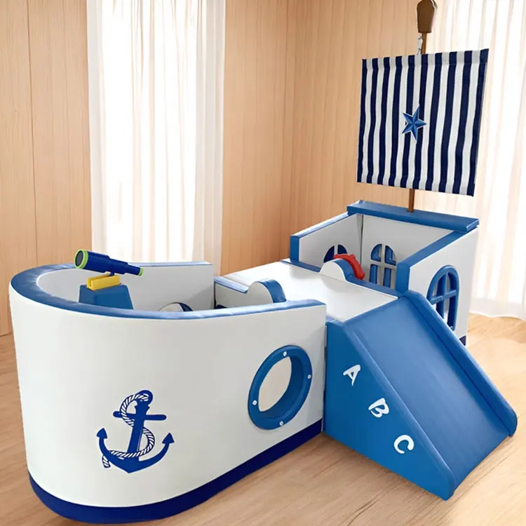 

Игровой комплекс Moetry White Pirate Ship: Мягкий шариковый бассейн для помещений, настраиваемое экологичное оборудование для детских садов