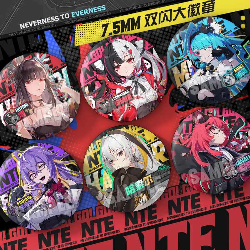 Neverness to Everness Mint Fadia Lacrimosa 75mm Double Flash Badge Anime Game Merch Collectible Gift
