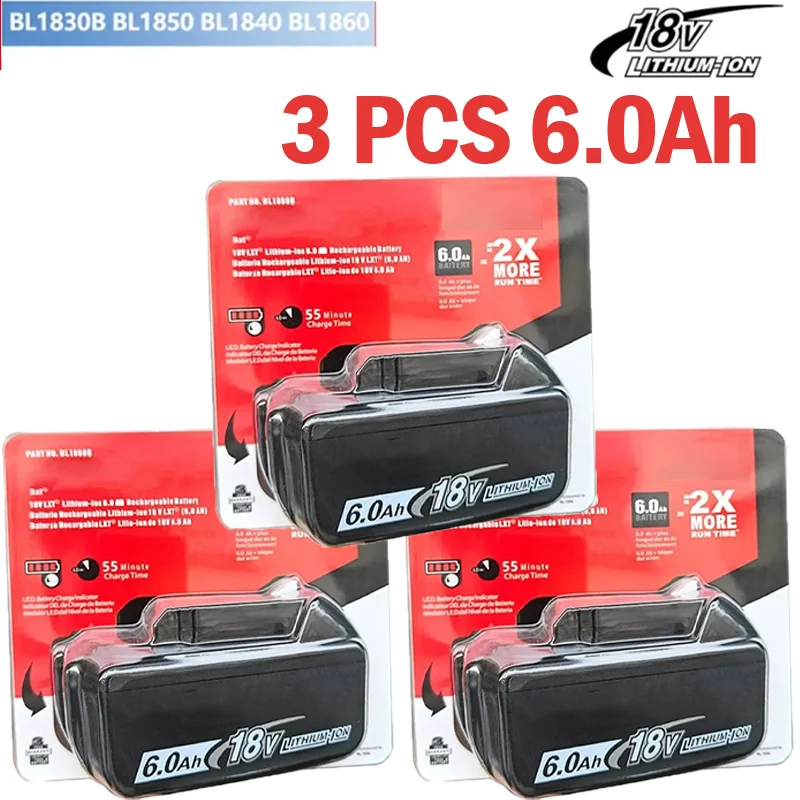 Oryginalna bateria Makita 18V 6Ah, z wskaźnikiem naładowania, akumulatorowa bateria Makita, bateria do elektronarzędzi BL1830 BL1840 BL1850