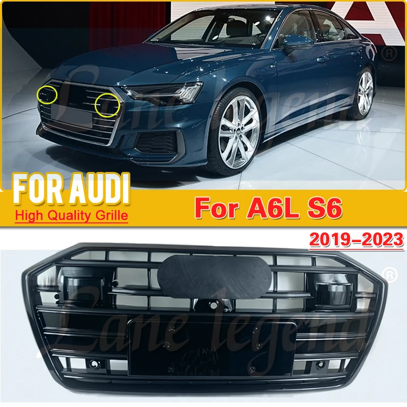 Für RS6 Hohe Qualität Grill Racing Grills Front Hood Grille Auto Front Stoßstange Grill Center Grille für A6/A6L C8 2019-2023 Mit ACC