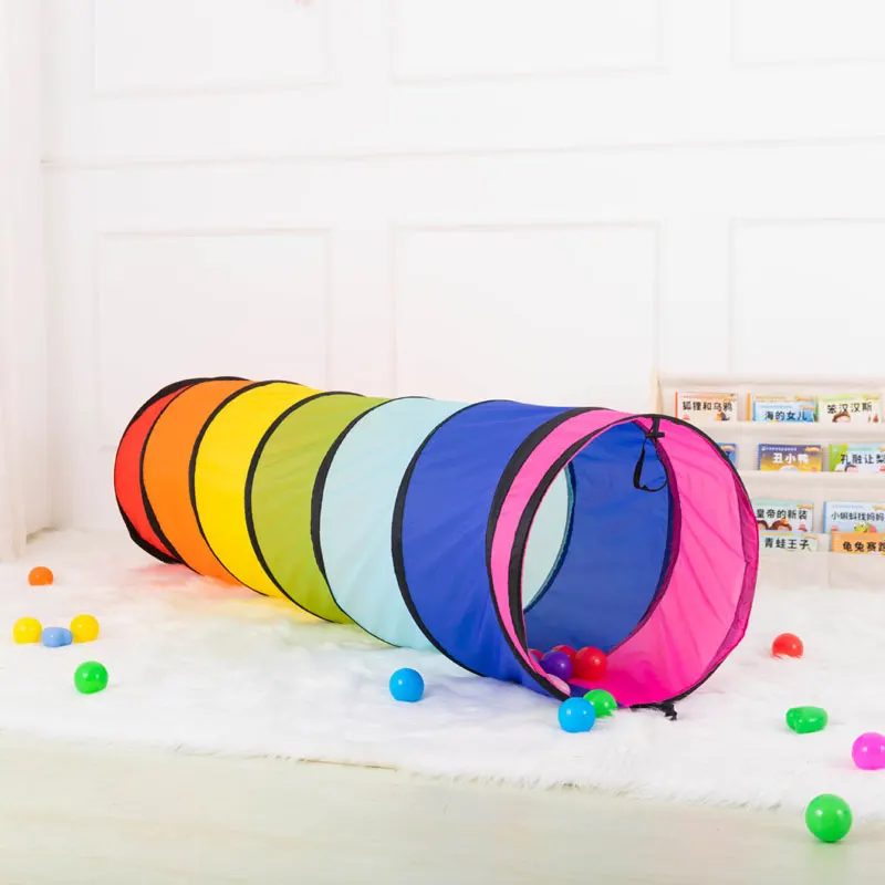 Portable Rainbow Children's Tent Crawling Tunnel Kids Little House Play House Tipi Tent Indoor Toy Tube Baby Crawling Games Tent