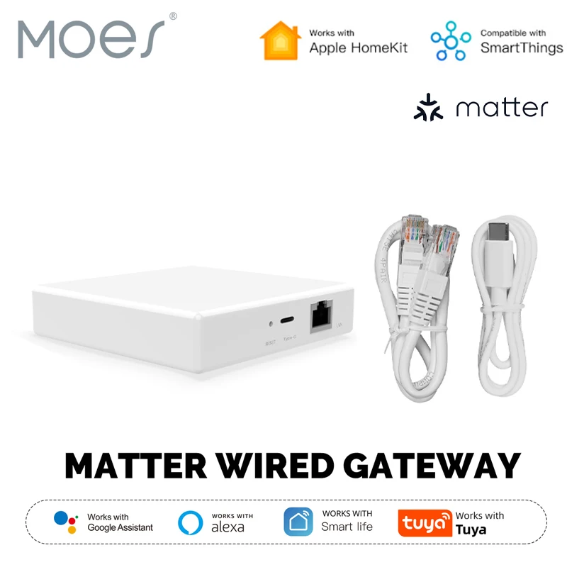 MOES Tuya Zigbee Matter Thread Gateway Hub,Smart Home Bridge Matter Hub,Voice Control For Siri Homekit Smartthings Google Alexa