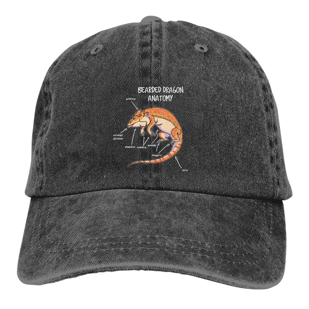 Gecko Lover Multicolor Hat Peaked Men Women's Cowboy Cap Bearded Dragon Anatomy Baseball Caps Personalized Visor Protect Hats