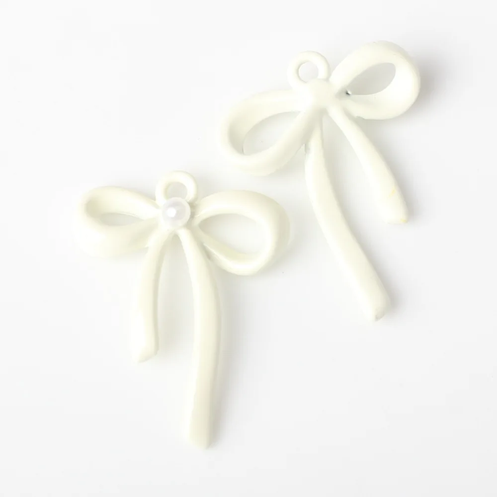 10pcs/lot Zinc Alloy Colorful Enamel Cute Hollow Bow Tie Pearl Charms For DIY Necklaces Earrings Jewelry Making Accessories