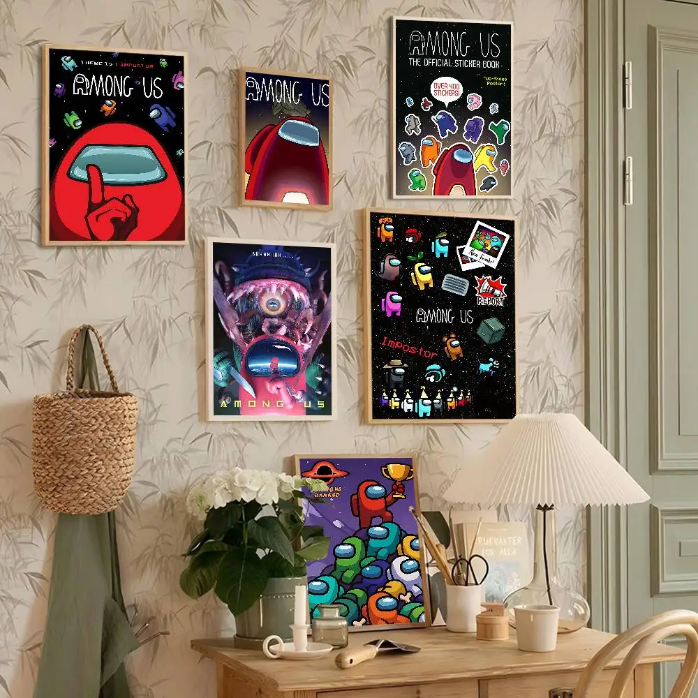 A-Among U-Us لعبة الفيلم لزجة الملصقات الرجعية كرافت ورقة ملصق DIY غرفة بار مقهى الجمالية الفن طلاء جدران