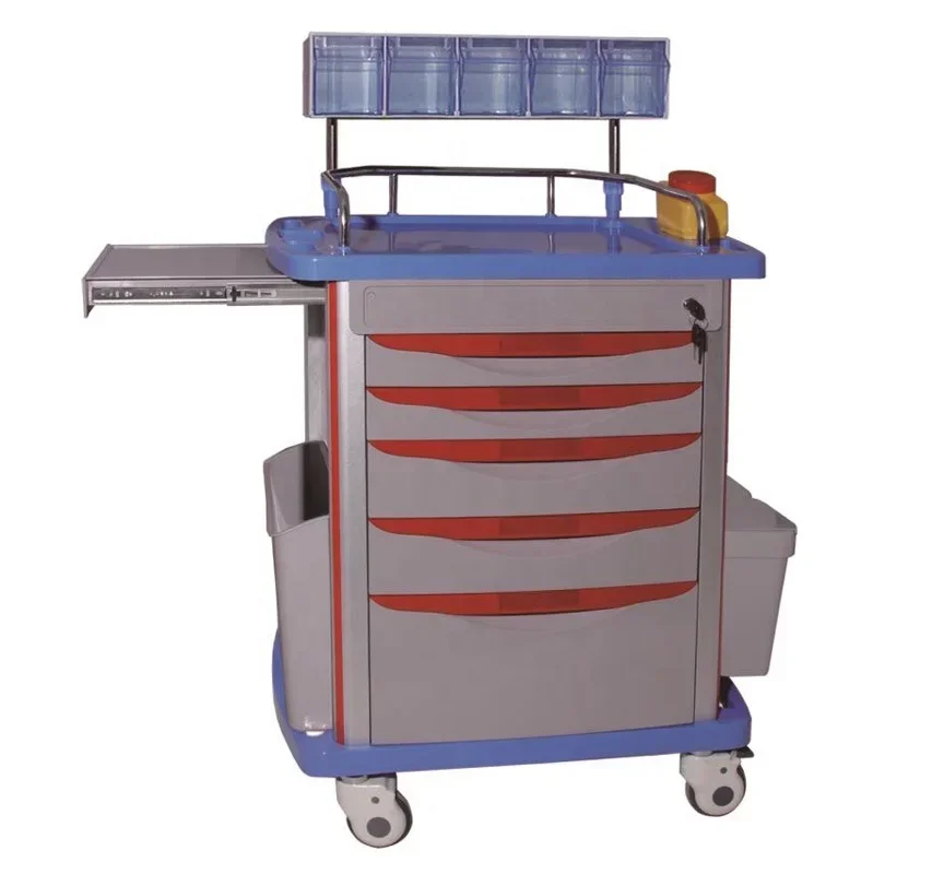 Medical Instrument Supply Crash Carts With Wheels Hospital Trolley Emergency