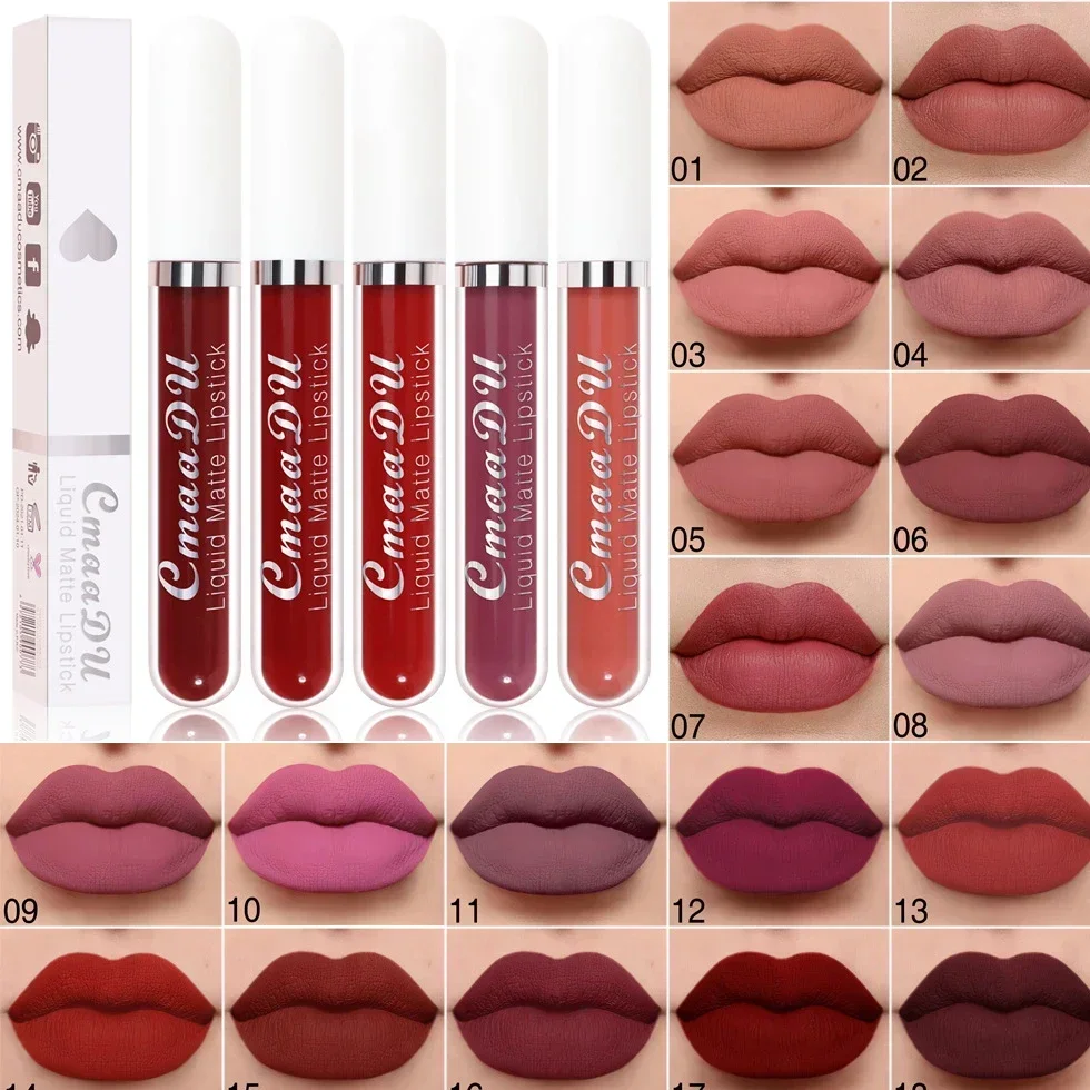 

Heallor 18 Colors Matte Lipgloss Liquid Lipstick Makeup Lip Color Batom Long Lasting Sexy Red Pink Nude Lip Gloss Bulk