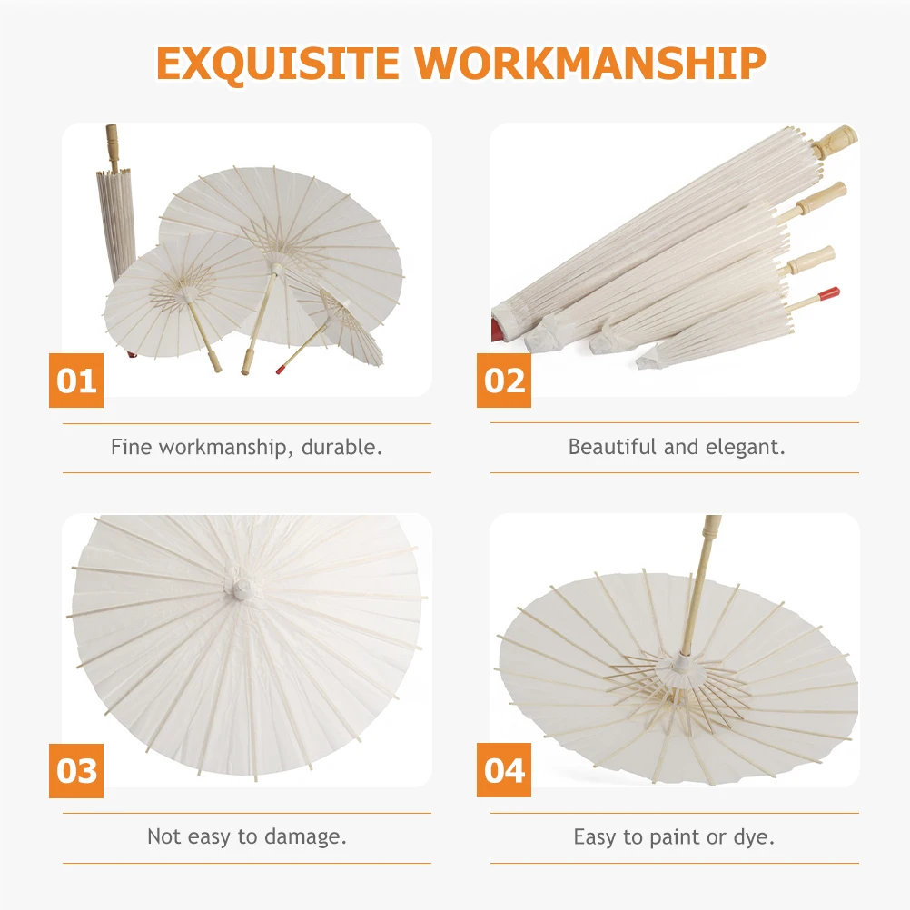 

White Oil Paper Umbrella Chinese Style Decorative Parasol for DIY Painting Craft Project Wedding PartyDecoration