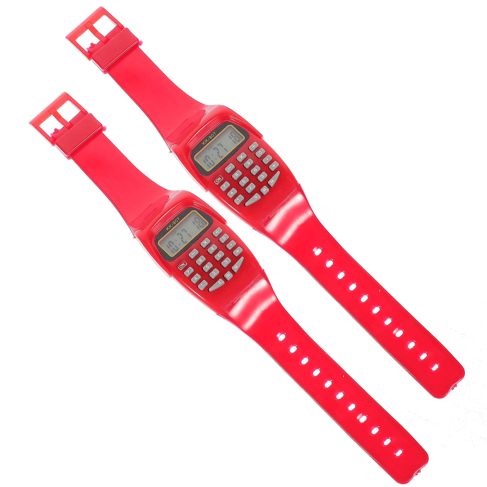 

2 Pcs Long-lasting Watch Calculator for Kids Calculation Birthday Present Red Children Wrist