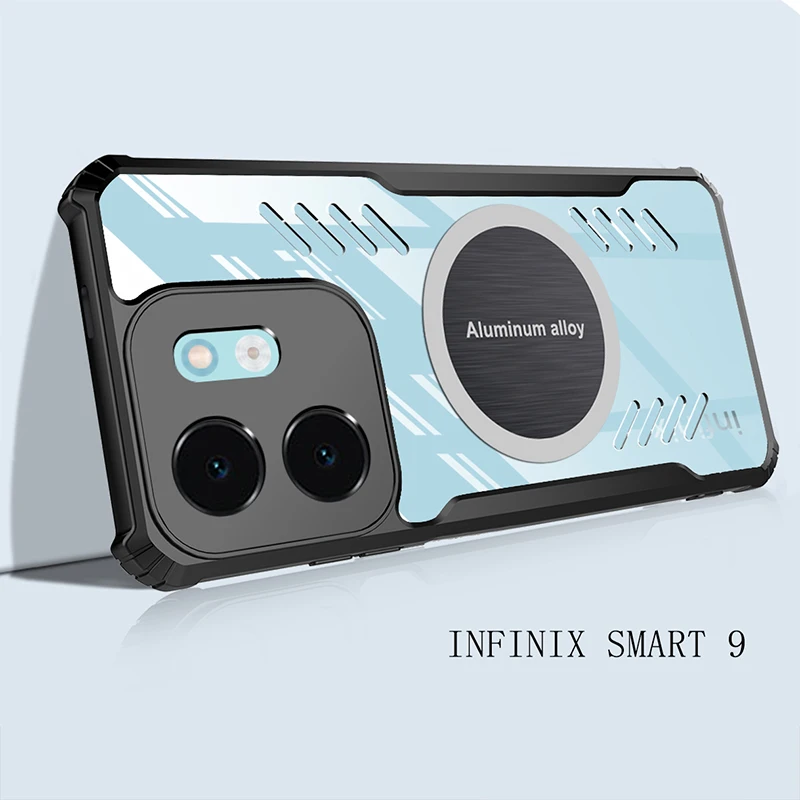 Infinix Smart 9 için muhafaza araba manyetik levha şeffaf ısı dağılımı durumda infinix Smart 9 8 7 5 Pro 6 artı 4 HD telefon kapağı