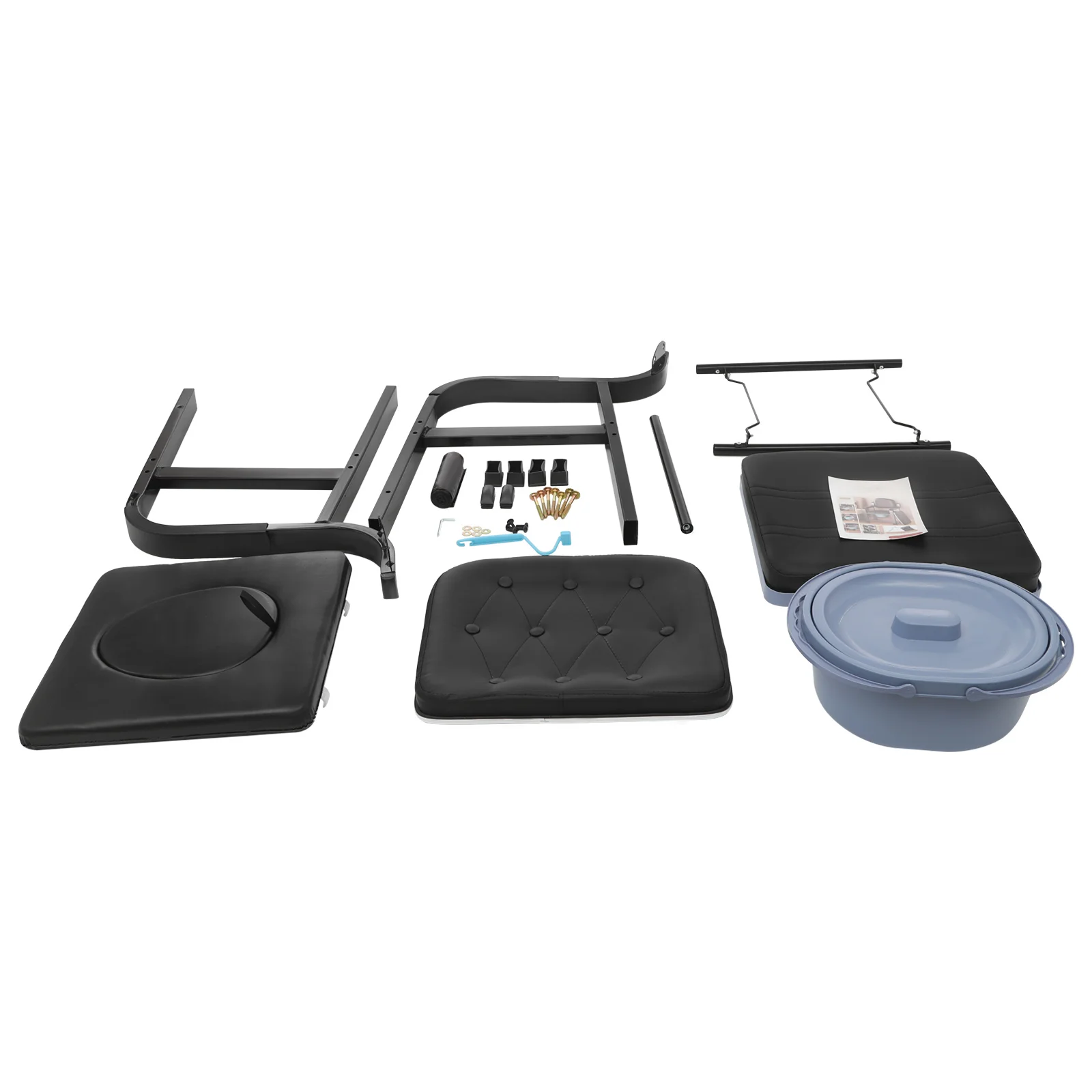 Sedia da toilette da comodino per anziani e disabili Vasino con bracciolo, sedile, sedia da toilette con secchio rimovibile, carico di 250 kg, altezza regolabile