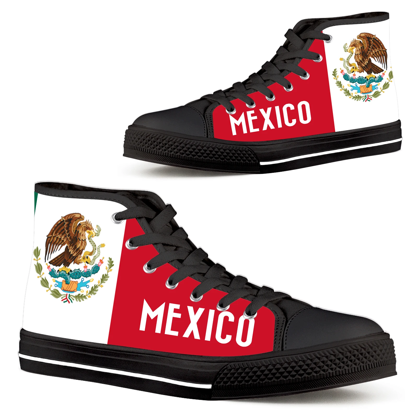 

ELVISWORDS Women's Shoes Mexican Flag Design Brand Sneakers Mexican Flag Eagle Print Comfortable Lace Up Women's Shoes Flats