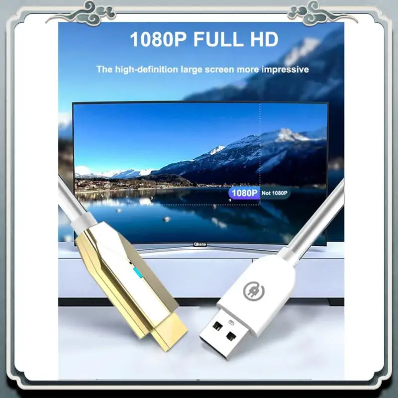 

Premium 5G 30M Wireless -Compatible Extender Cable Audio Video Transmitter&Receiver Display Adapter For Camera PC(Gold) Dura