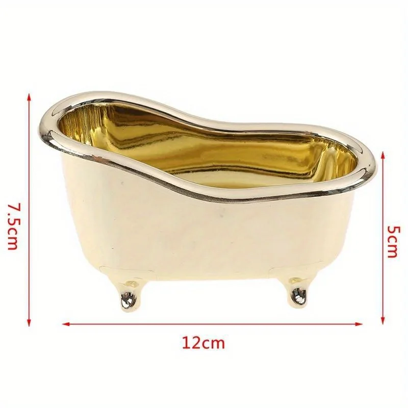 1pc Mini Bathtub Soap Jewelry Storage Box Makeup Organizer Container Desktop Sundry Storage Gold Silver Sundries Storage Box