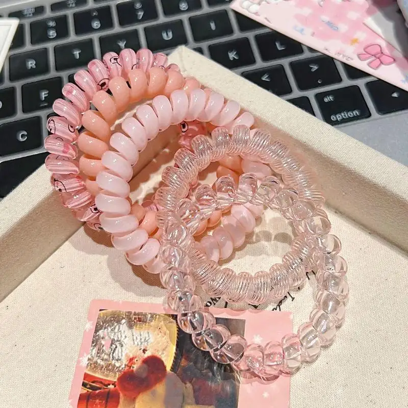 4 Stück Damen Spiral-Haargummis, Telefonkabel-ähnliche elastische Haarbänder, Accessoires für den täglichen Gebrauch, Reisen und Partys – Detail 10