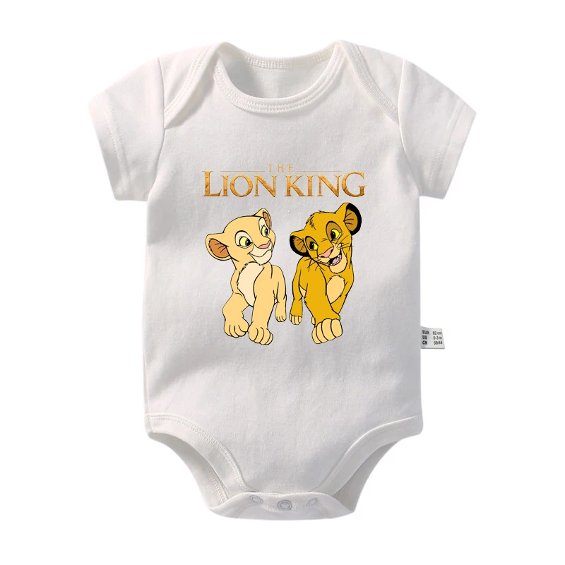 Body en coton à manches courtes pour nouveau-né, vêtements pour bébés filles et garçons, Simba, imprimé dessin animé