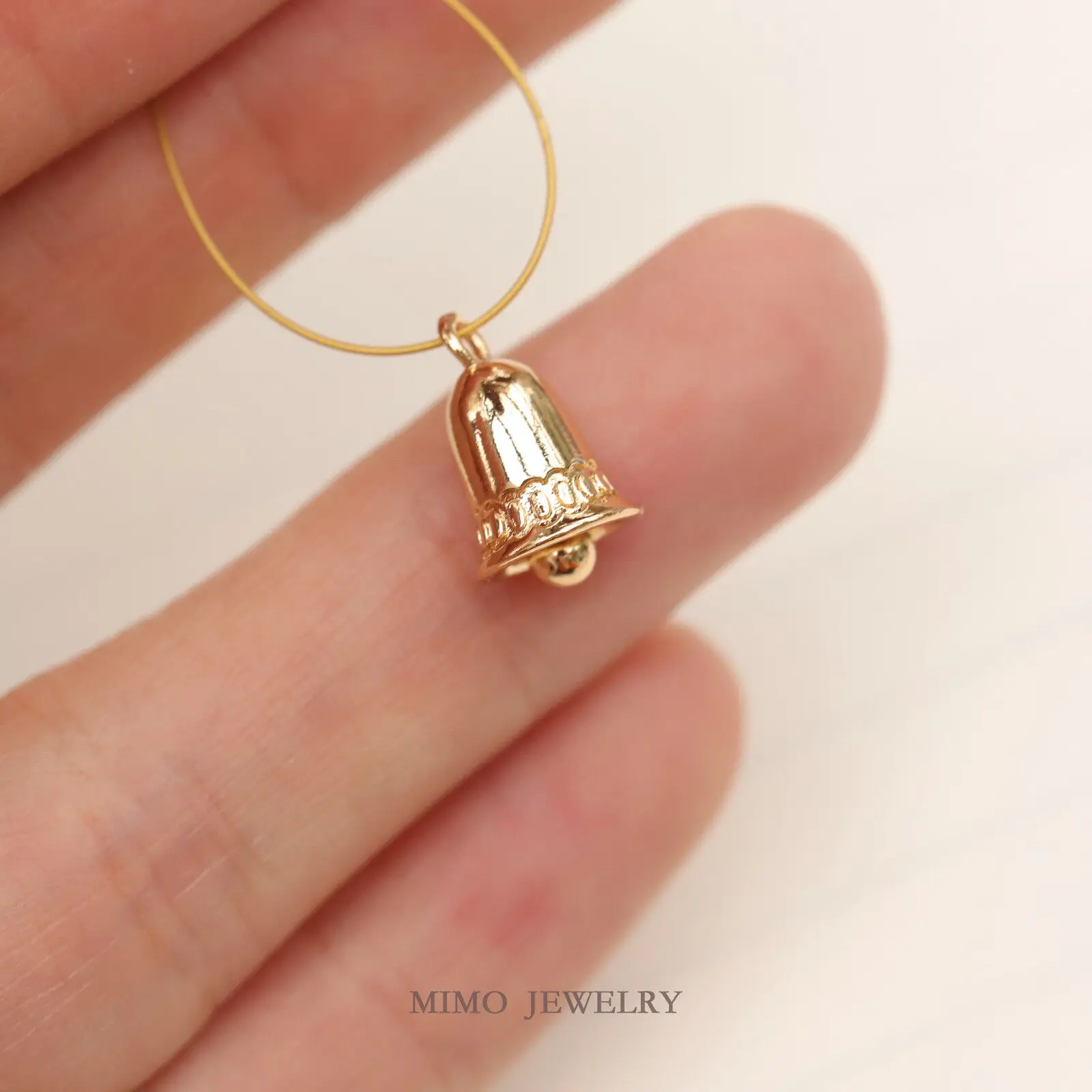 1pcs Copper Plated Gold Smooth Pattern Bell Ring Pendant Pendant Charms For Jewelry Making DIY Bracelet Accessories Findings