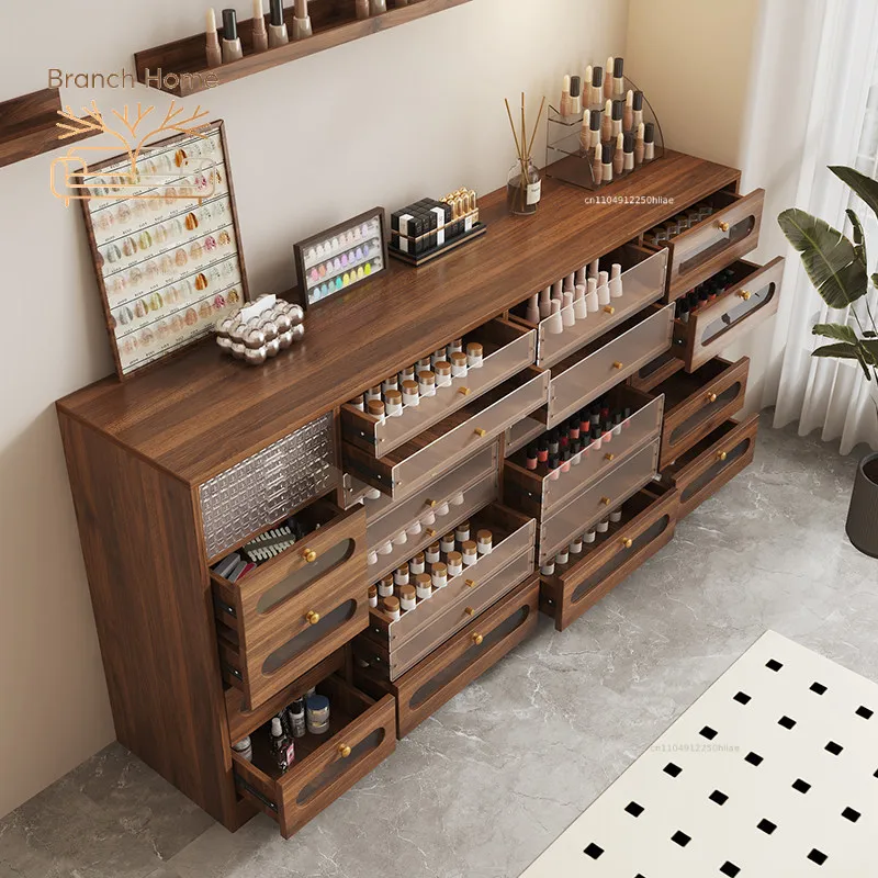 Nail art display cabinet Medieval art Nail polish storage art shop glue oil locker Drawer