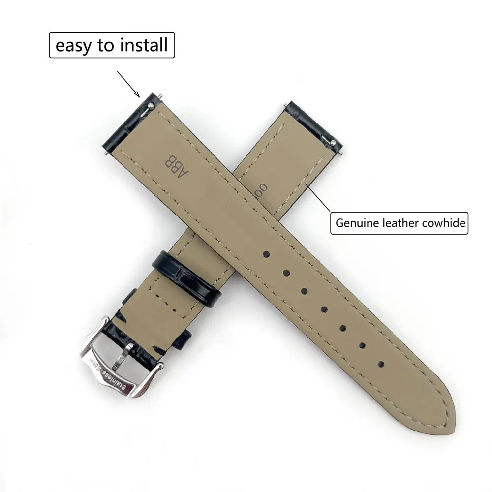 Watch Strap Cowhide Leather Suit Man's And Women's Watch Band Tank/Solo/Must/Santos Watch Strap Quick Release Easy To Install