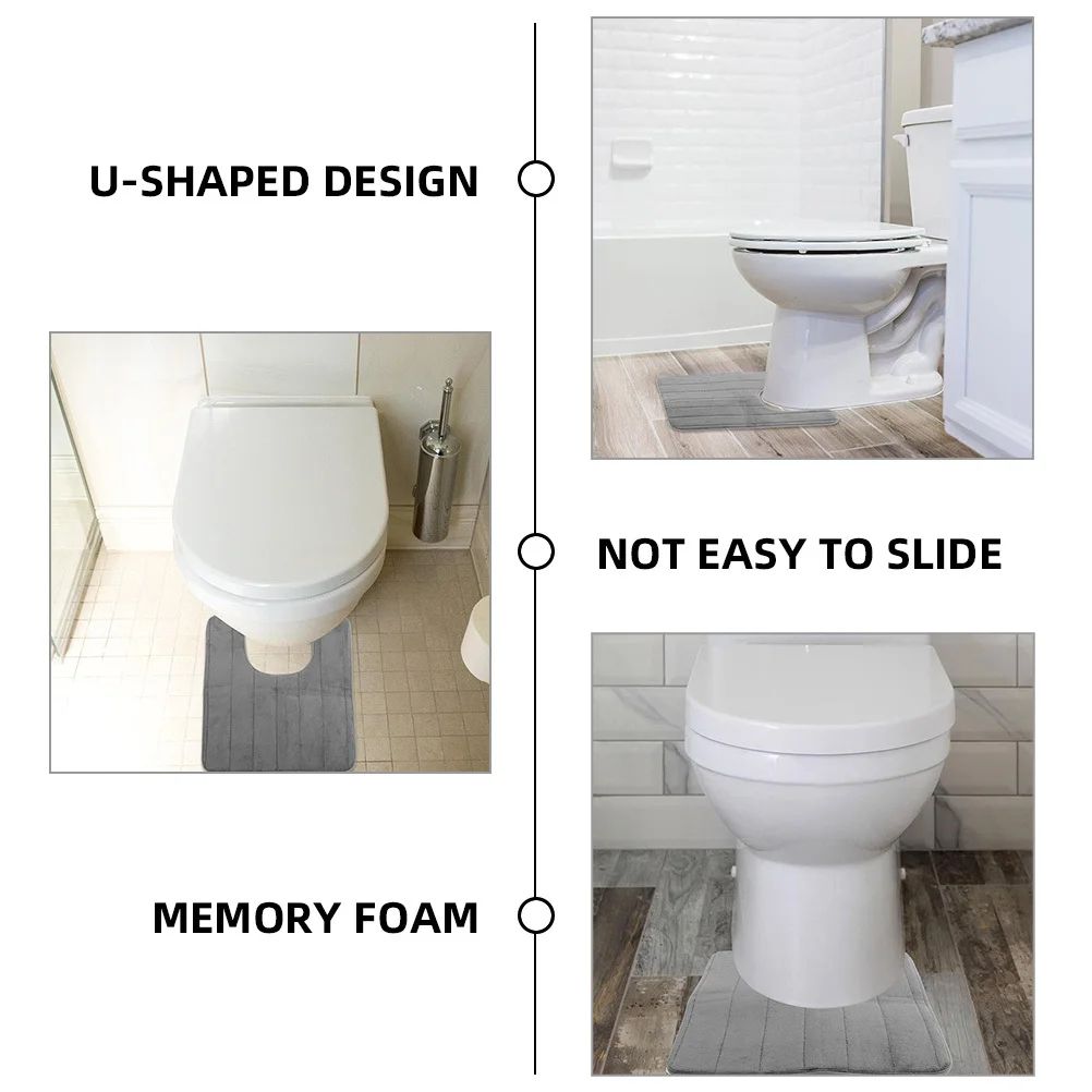

2pcs Memory Foam Toilet Mat U-Shaped Non-Slip Water Absorption Floor Pad For Bathroom Home U-Shaped Toilet Floor Mat