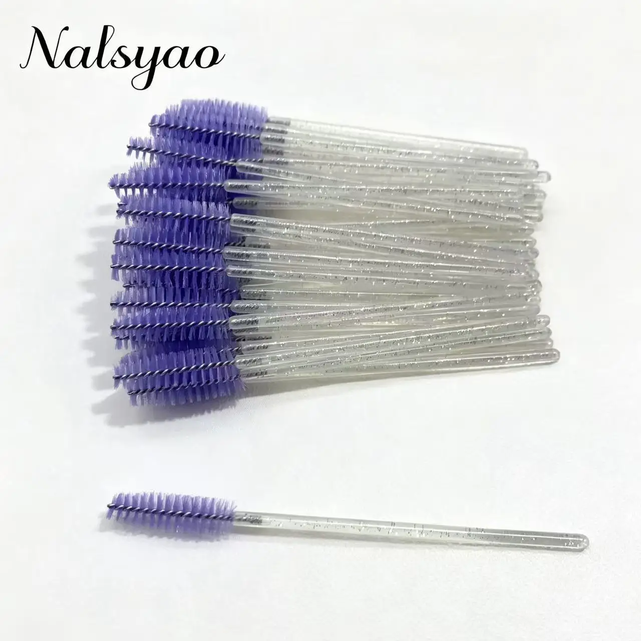 Wholesale 50pcs Disposable Eyelash Brushes Crystal Mascara Wands Glitter Lash Comb Spoolies Micro Makeup Applicators