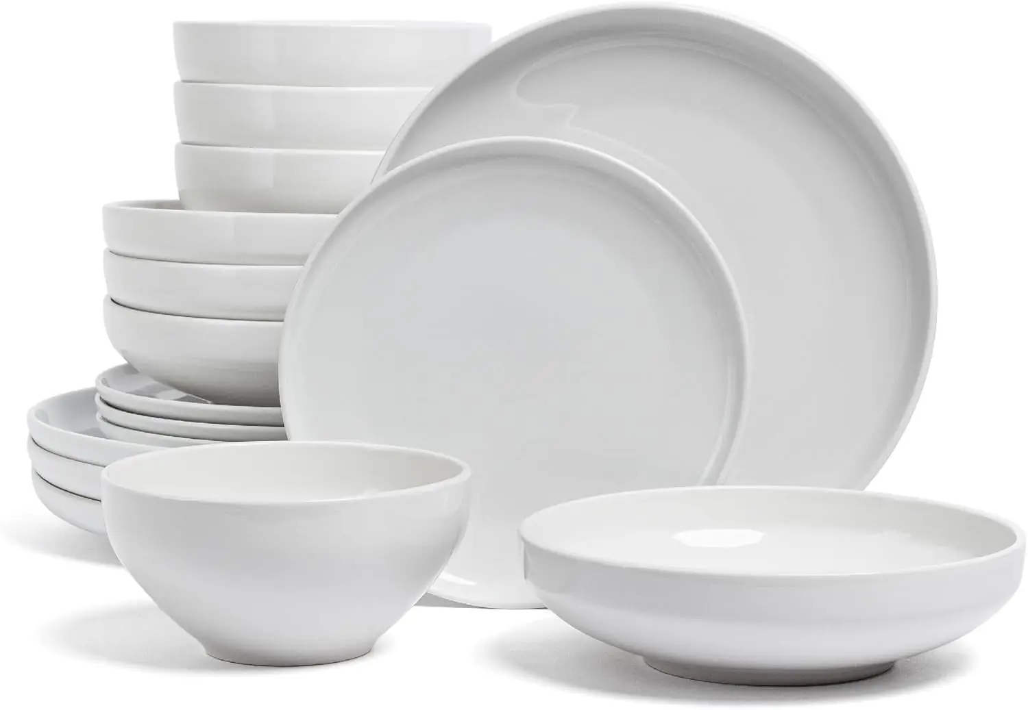 

Coupe Dinnerware Set - Porcelain Dishes - Comes with 4 Dinner Plates, 4 Salad Plates, 4 Cereal Bowls, and 4 Dinner Bowls - 16-Pi