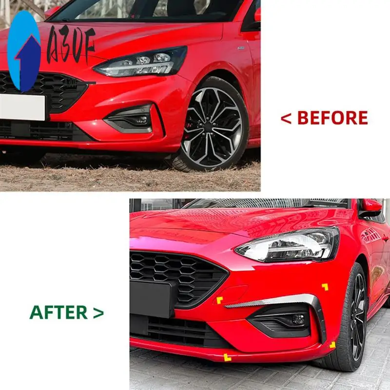 

A30F-Car Front Bumper Lip Splitter Spoiler Strips For Ford Focus ST Line 2019-2022 Front Air Knife Trims
