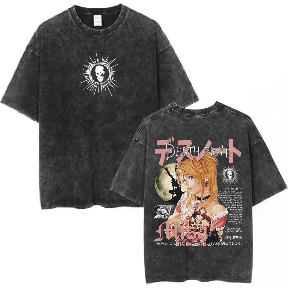 Vintage lavé Anime Death Note Yagami T-shirts hommes de haute qualité chemises en coton Harajuku mode Hip Hop T-shirts à manches courtes