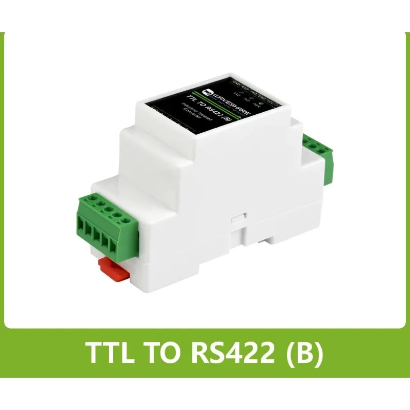 Waveshare Rail-mount TTL To RS422 Galvanic Isolated Converter Anti-surge Multiple Isolation Protection Industrial rail-mount ABS