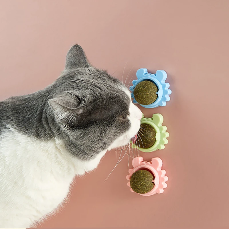 Cat Toys Natural Catnip Rotatable Catnip Wall Ball Licking Snacks Healthy Nutrition Ball Teeth Cleaning Catnip Toy Pet Supplies