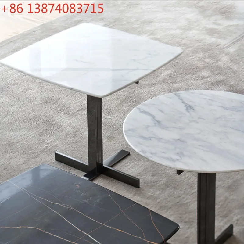 Modern corner table, white and black optional, simple marble edge table