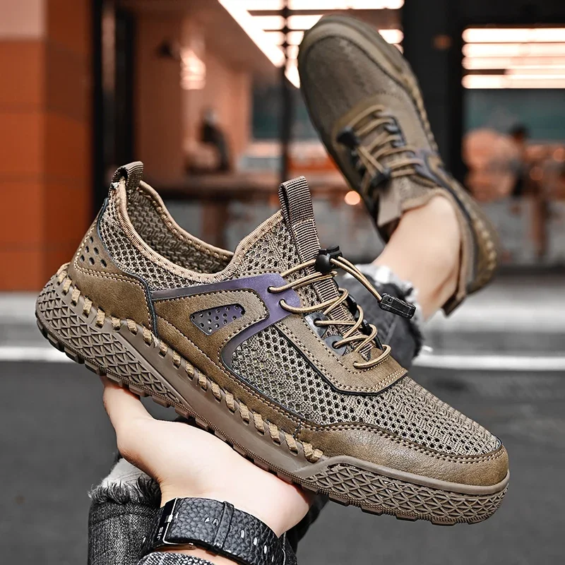 Men Sneakers 2023 Breathable Mesh Summer Loaferss Fashion Lightweight Soft Soled Shoes Summer Outdoor Sports Fitness Big Size