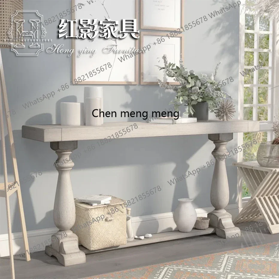 FLog entrance table retro and old solid wood entrance table aisle living room sofa back against the wall decorative long table