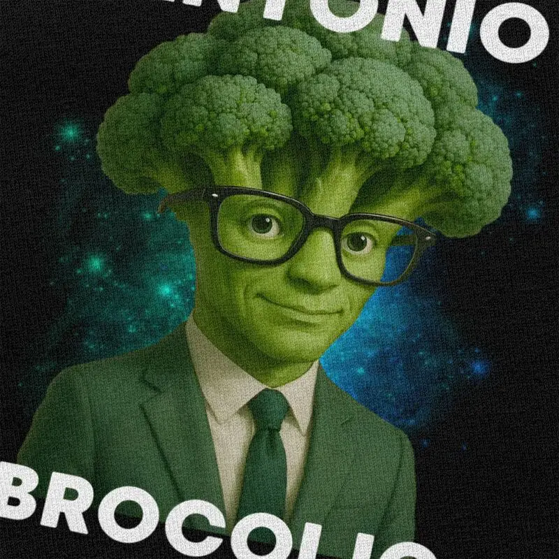Антонио Brocolio, итальянская футболка Brainrot Meme Broccoli для мужчин, футболка из 100% хлопка, уличная футболка с короткими рукавами, облегающая футболка