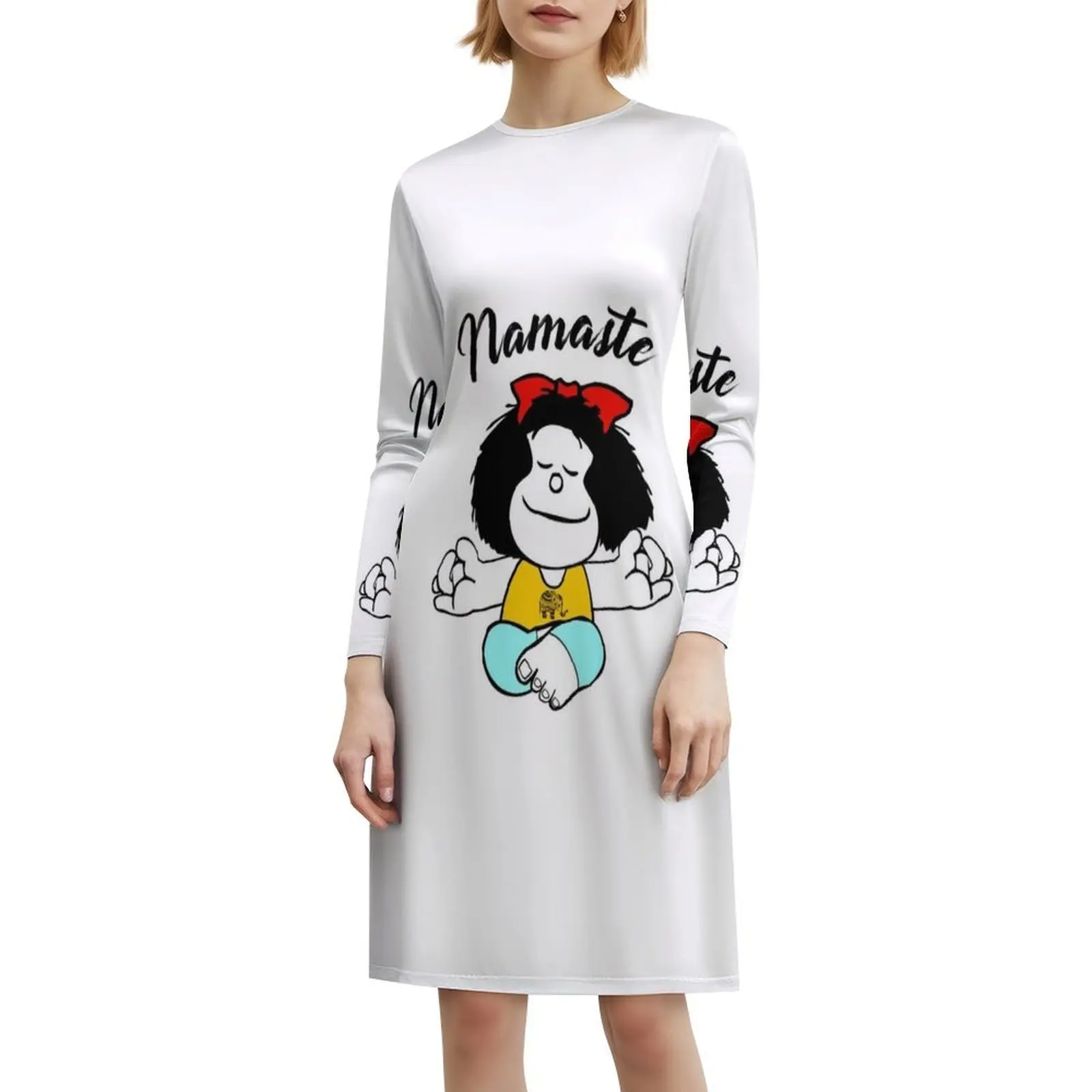 فستان كاجوال على الطراز الكوري من مافالدا ناماستي للنساء فساتين مكتب يومية بسيطة للسيدات مافالدا يوغا ناماستي كارتون كوينو امرأة #6