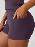 Women's Sweet Sports Short Sleeve High Waist Tummy Control Butt Lifting Shorts Set - Image 6