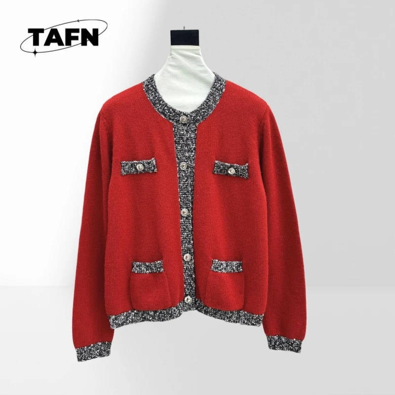 

25 Hot Selling Style Premium 100% Cashmere Warm Banquet Women's Sweater Single Breasted Cashmere Vintage HoodieA25183