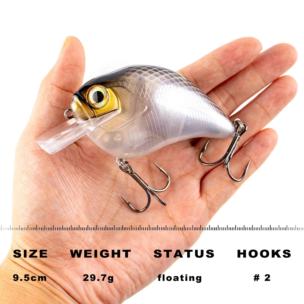 CCLTBA 10.5cm 29.7g Squarebill Rattle Crankbait Fishing Lures Hard Wobble Big Size Bass Lures for Fishing