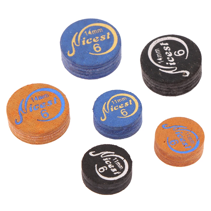 

【W】1 шт. черный, синий, коричневый цвет, 11/14 мм, 6 слоев, наконечники для бильярдных киев из натуральной кожи, мягкие, средней жесткости, твердые, аксессуары для бильярда