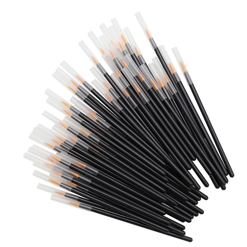 

100pcs Disposable Eyeliner Slender Handle Fiber Bristles Applicator Cosmetics Eye Makeup Tools (Yellow)