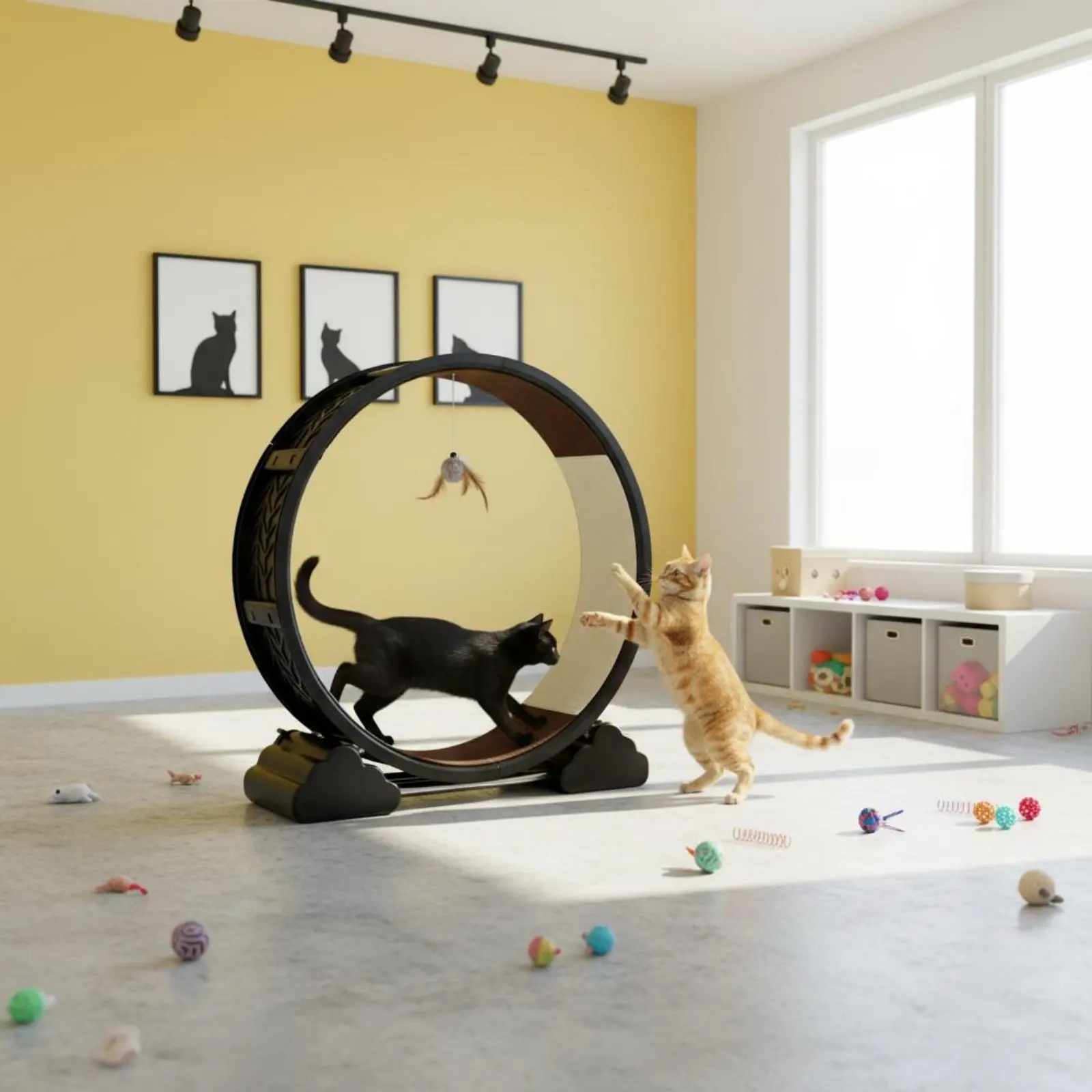 cat-running-wheel-silent-function-cat-exercise-wheel-pet-furniture-detachable-carpet-track-easy-assembly-for-indoor-felines