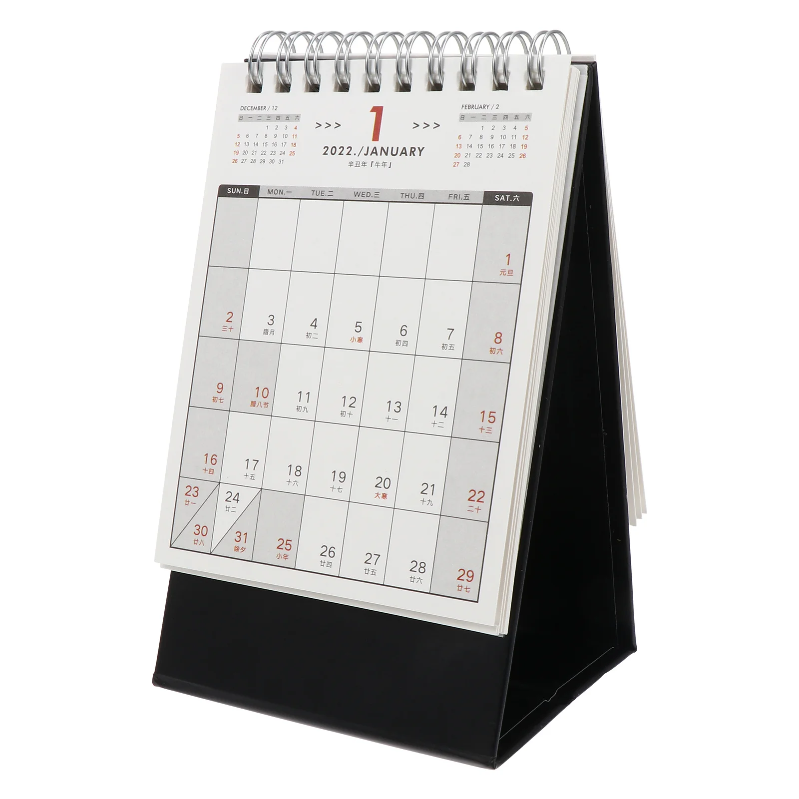 Calendario da tavolo da 1 pezzo per calendario da tavolo creativo 2022 Base pieghevole Design stabile Stile adorabile Date trasparenti Marcatura natalizia